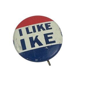 Vintage "I Like Ike" 1950s Campaign Pinback Button Red White & Blue